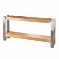 Rectangular console table Aida with shelf, made of oak, modern design