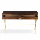 Console in polished ebony wood with sliding drawers Ada 4 Viadurini