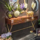 Console in polished ebony wood with sliding drawers Ada 4 Viadurini