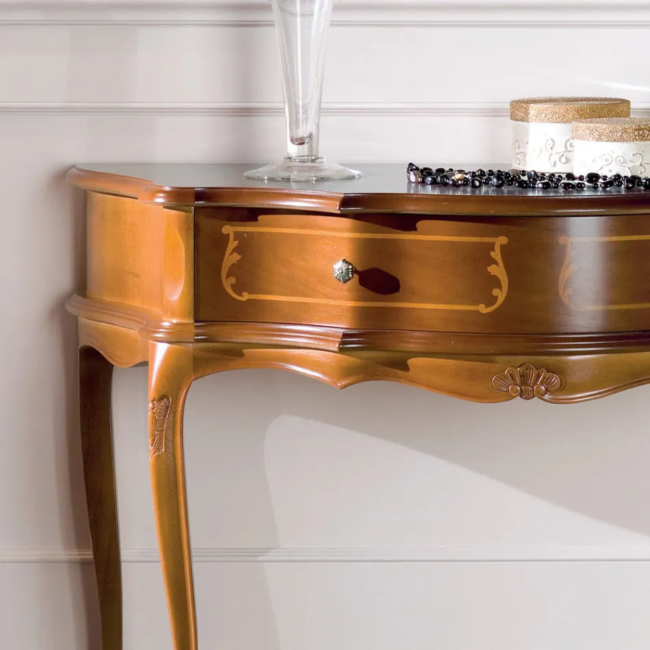 Classic Entrance Console in Wood with 1 Drawer Made in Italy - Leonor Viadurini