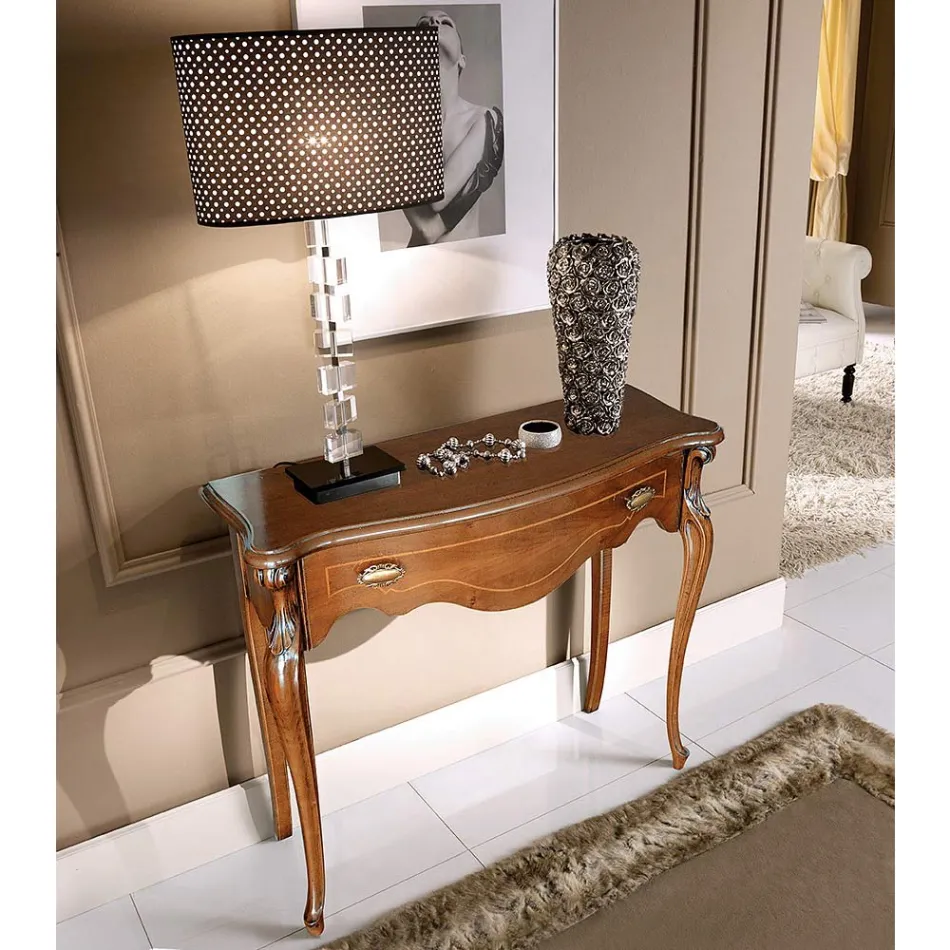 Classic Wood Entrance Console with Drawer Made in Italy - Ottaviano Viadurini