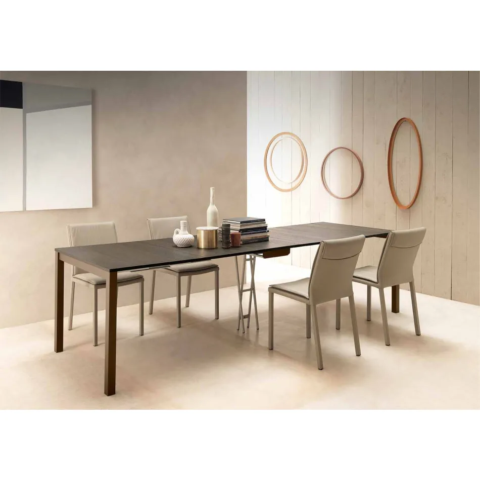 Extendable Modern Console in Oak Wood and Metal Made in Italy - Nappo Viadurini