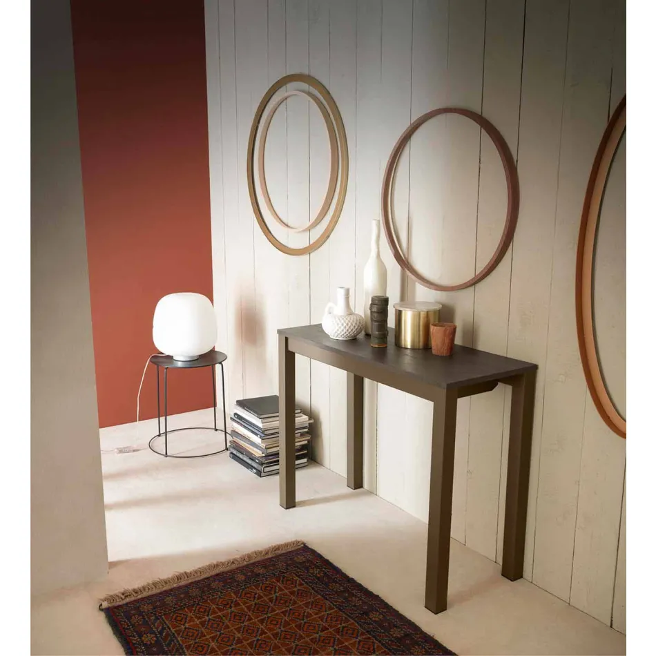 Extendable Modern Console in Oak Wood and Metal Made in Italy - Nappo Viadurini