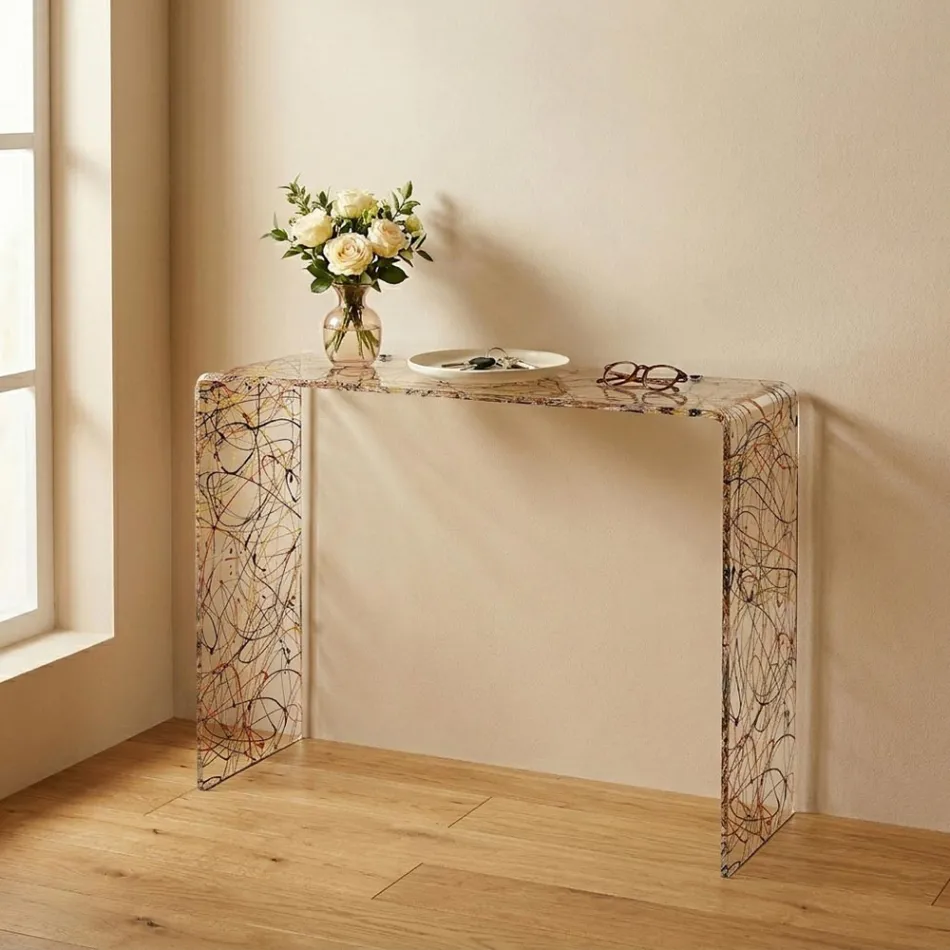 Modern Console Table in Transparent or Multicolor Plexiglass Made in Italy - Emy Viadurini