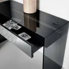 Console Desk in Smoked Glass with Drawer Made in Italy - Mantra Viadurini