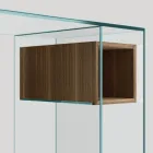 Console Desk in Extra-clear Glass and Wood Made in Italy - Damiano Viadurini