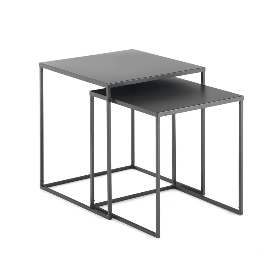 Pair of Coffee Tables in Anthracite Painted Steel - Sospiro Viadurini