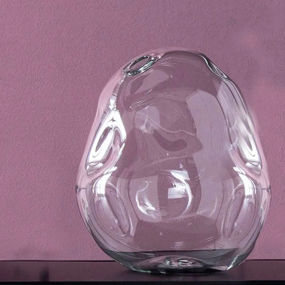 Pair of Transparent Blown Glass Decorative Vases, Made in Italy - Pedro Viadurini