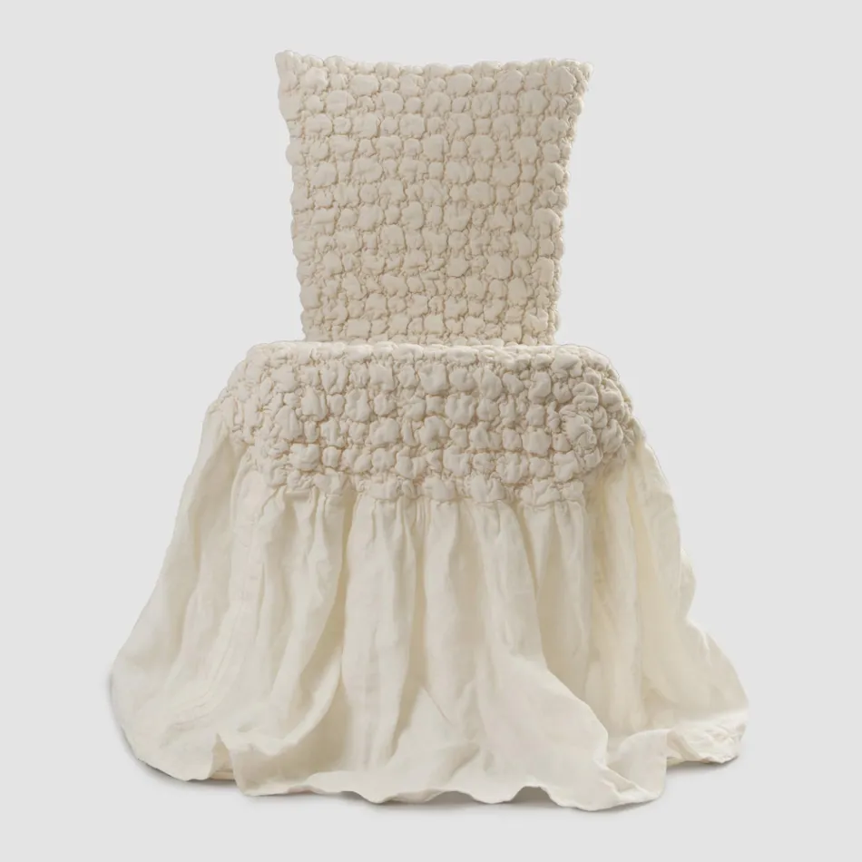 Elegant Chair Cover with Backrest for Living Room in Embroidered Linen - Panteo Viadurini