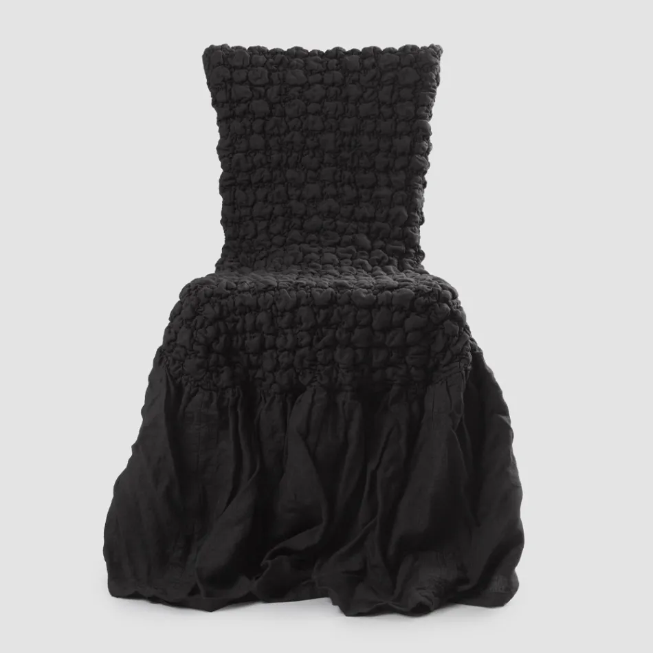 Elegant Chair Cover with Backrest for Living Room in Embroidered Linen - Panteo Viadurini