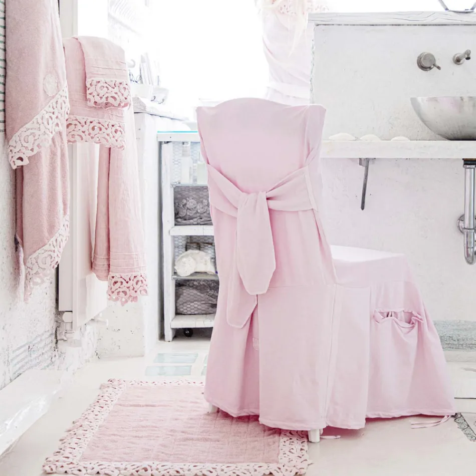 Elegant Chair Cover for Living Room in Colored Cotton with Backrest - Filippa Viadurini