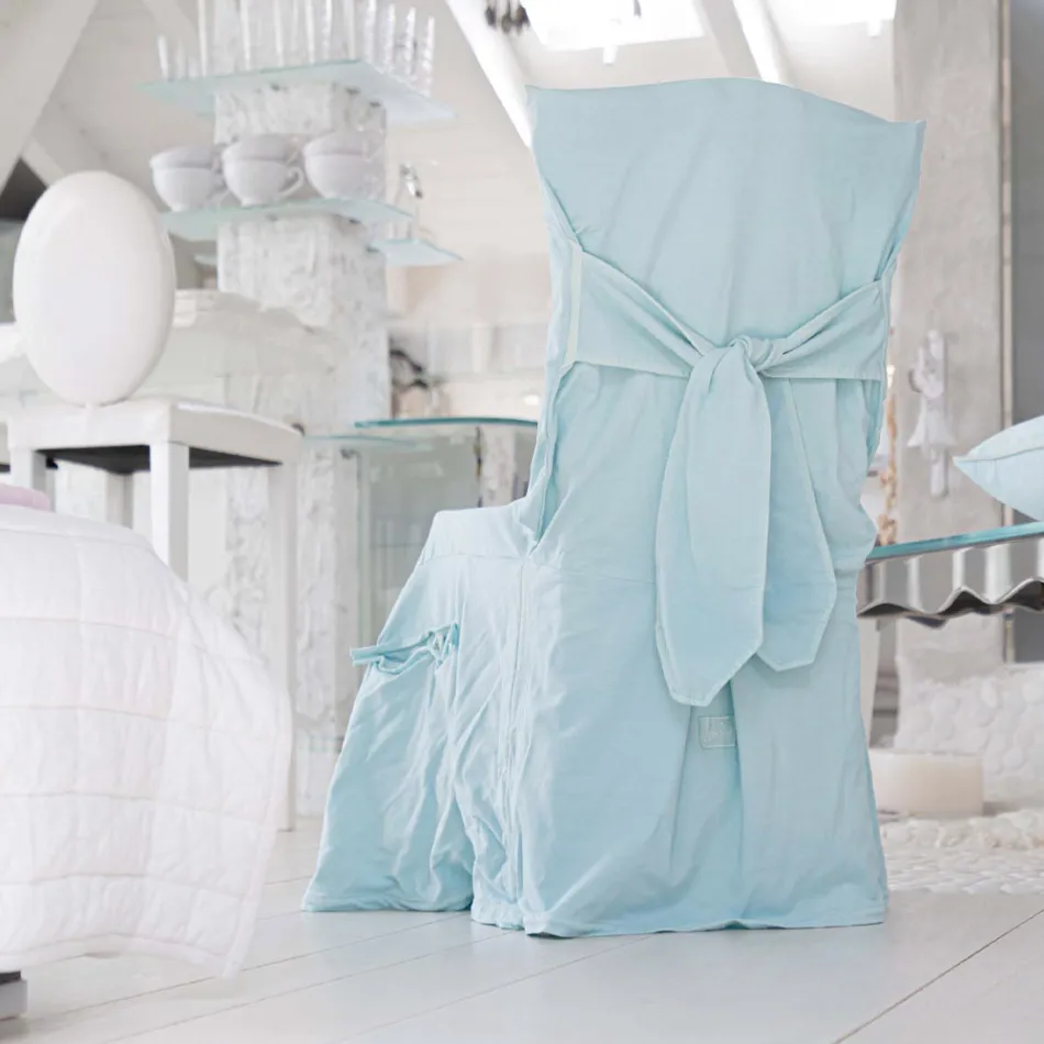 Elegant Chair Cover for Living Room in Colored Cotton with Backrest - Filippa Viadurini