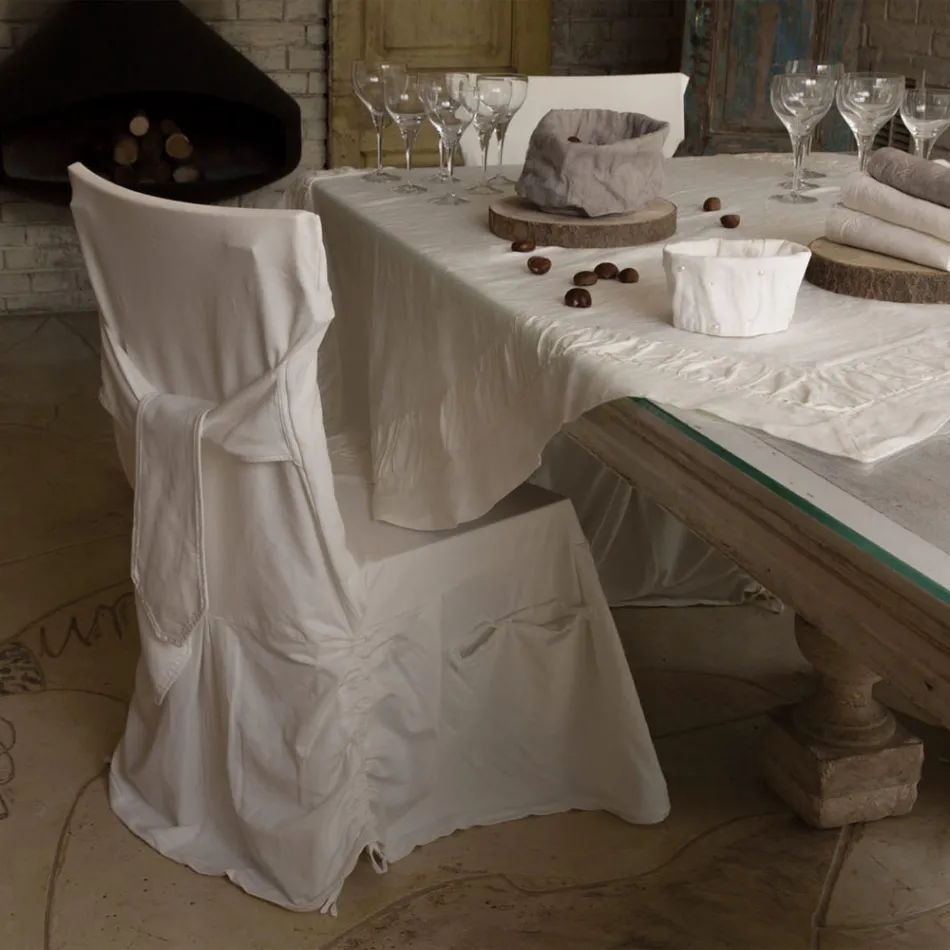 Elegant Chair Cover for Living Room in Colored Cotton with Backrest - Filippa Viadurini