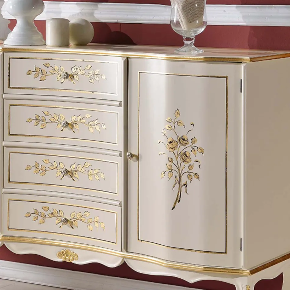 Classic 2 Doors and 4 Drawers Wooden Sideboard Made in Italy - Windsor Viadurini