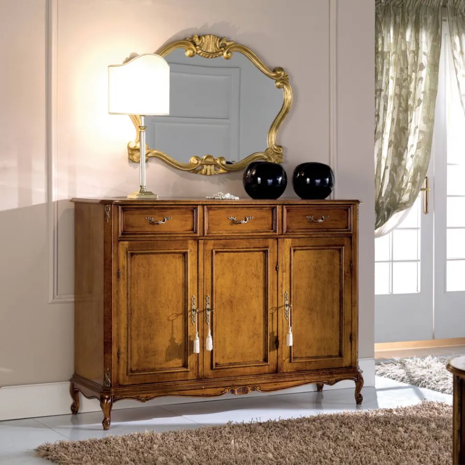 Classic Sideboard in Luxury Bassano Walnut Wood Made in Italy - Richard Viadurini