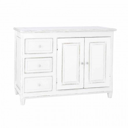 Sideboard in Rustic Style White Painted Solid Mango Wood - Renga Viadurini