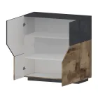 Sideboard in Melamine Wood 3 Rooms and 2 Shelves Made in Italy - Alyssa Viadurini