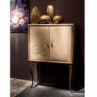 Modern sideboard with 2 doors in solid wood and Joy aniline leather Viadurini