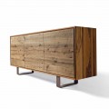 Modern sideboard with 3 doors in natural walnut, W 215 x D 50 cm, Flora