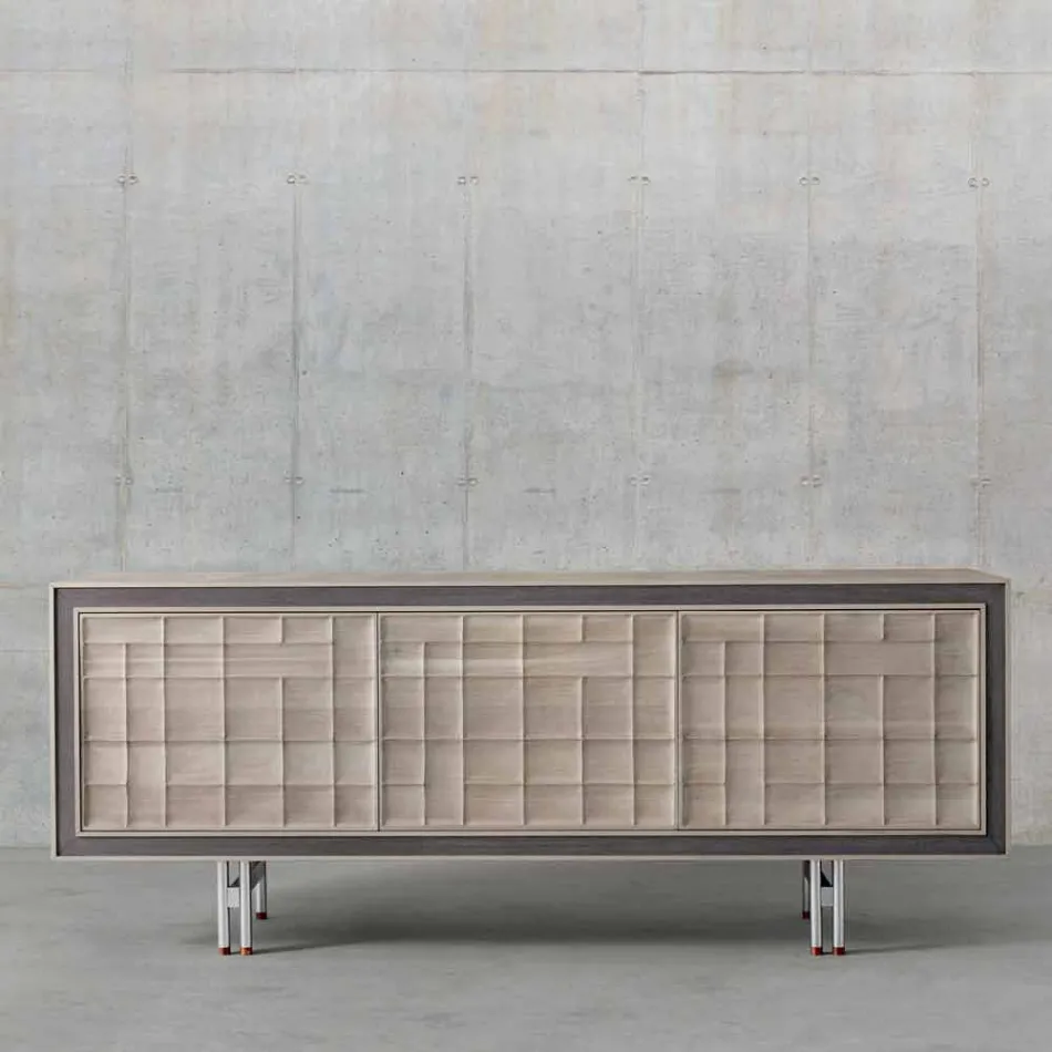 Modern design sideboard with 3 solid wood Anna doors Viadurini