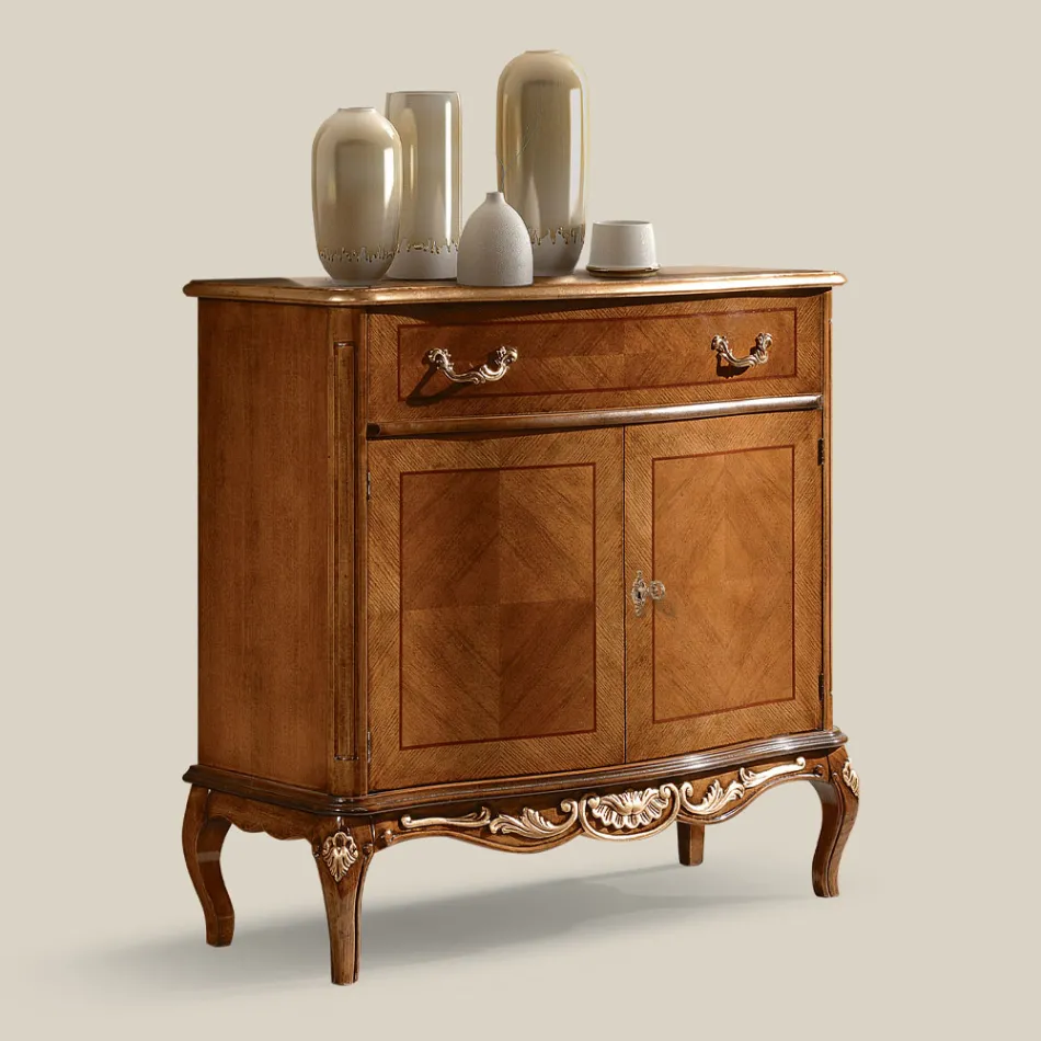 Classic Living Room Sideboard Avio Blue or Walnut Wood Made in Italy - Chantilly Viadurini