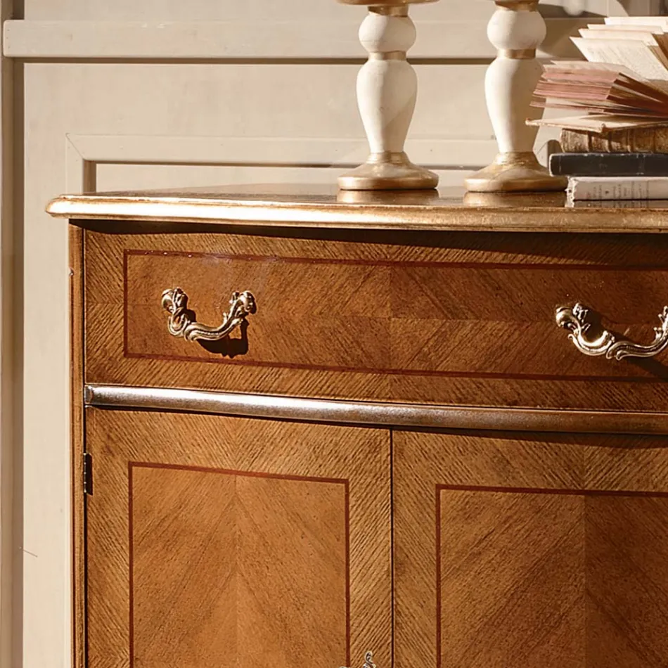 Classic Living Room Sideboard Avio Blue or Walnut Wood Made in Italy - Chantilly Viadurini