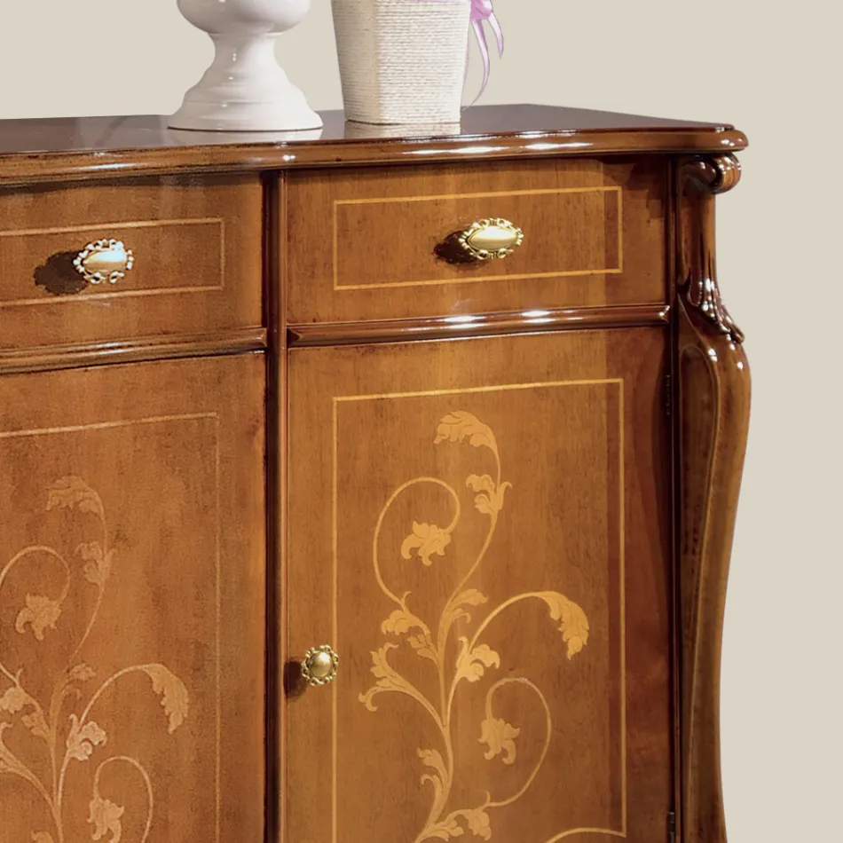 Luxury Living Room Sideboard in Classic Made in Italy Wood - Caligola Viadurini