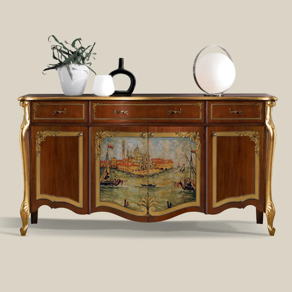 Luxury Living Room Sideboard in Classic Made in Italy Wood - Caligola Viadurini