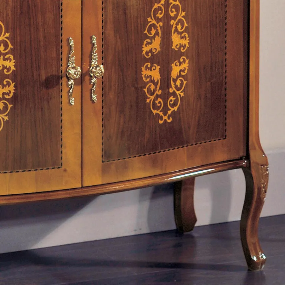Living Room Sideboard in Walnut or White Wood and Inlays Made in Italy - Katerine Viadurini