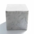 Cube Design Paperweight in Satin White Carrara Marble Made in Italy - Qubo Viadurini