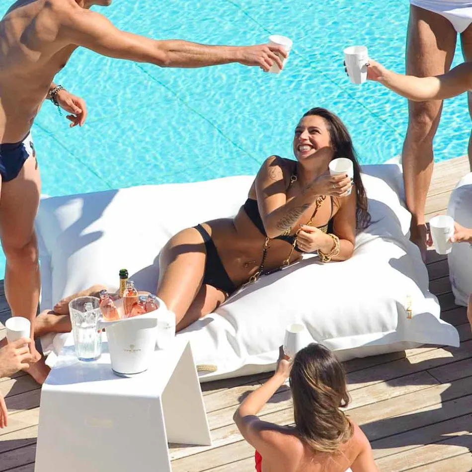 Cloud Pillow relaxing outdoor faux leather white nautical Trona Viadurini