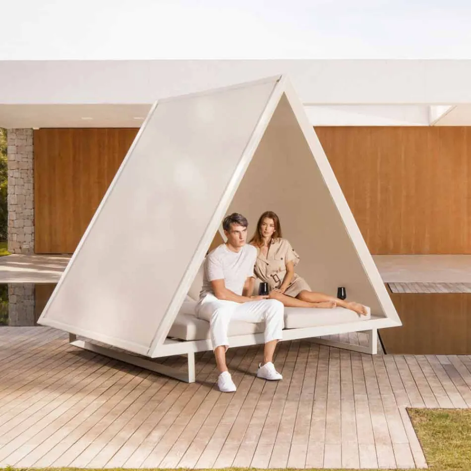 Outdoor Daybed in Aluminum and Luxury Design Fabric - Frame Vineyard by Vondom Viadurini