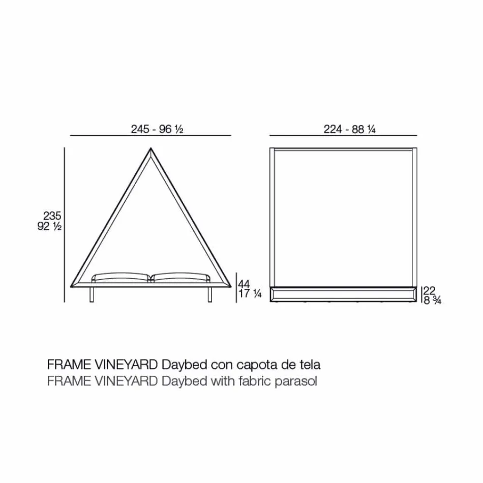 Outdoor Daybed in Aluminum and Luxury Design Fabric - Frame Vineyard by Vondom Viadurini