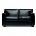 2 Seater Leather Sofa with Walnut Wood Feet Made in Italy - Alessandria