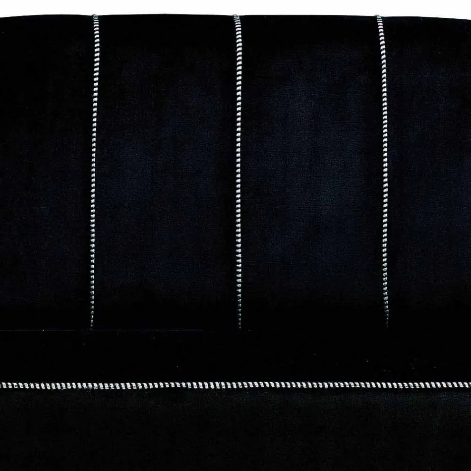 2 Seater Sofa in Black Velvet with Contrast Stitching Made in Italy - Caster Viadurini
