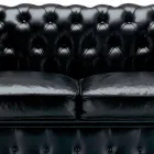 2 Seater Sofa Covered in Leather with Wooden Feet Made in Italy - Idra Viadurini