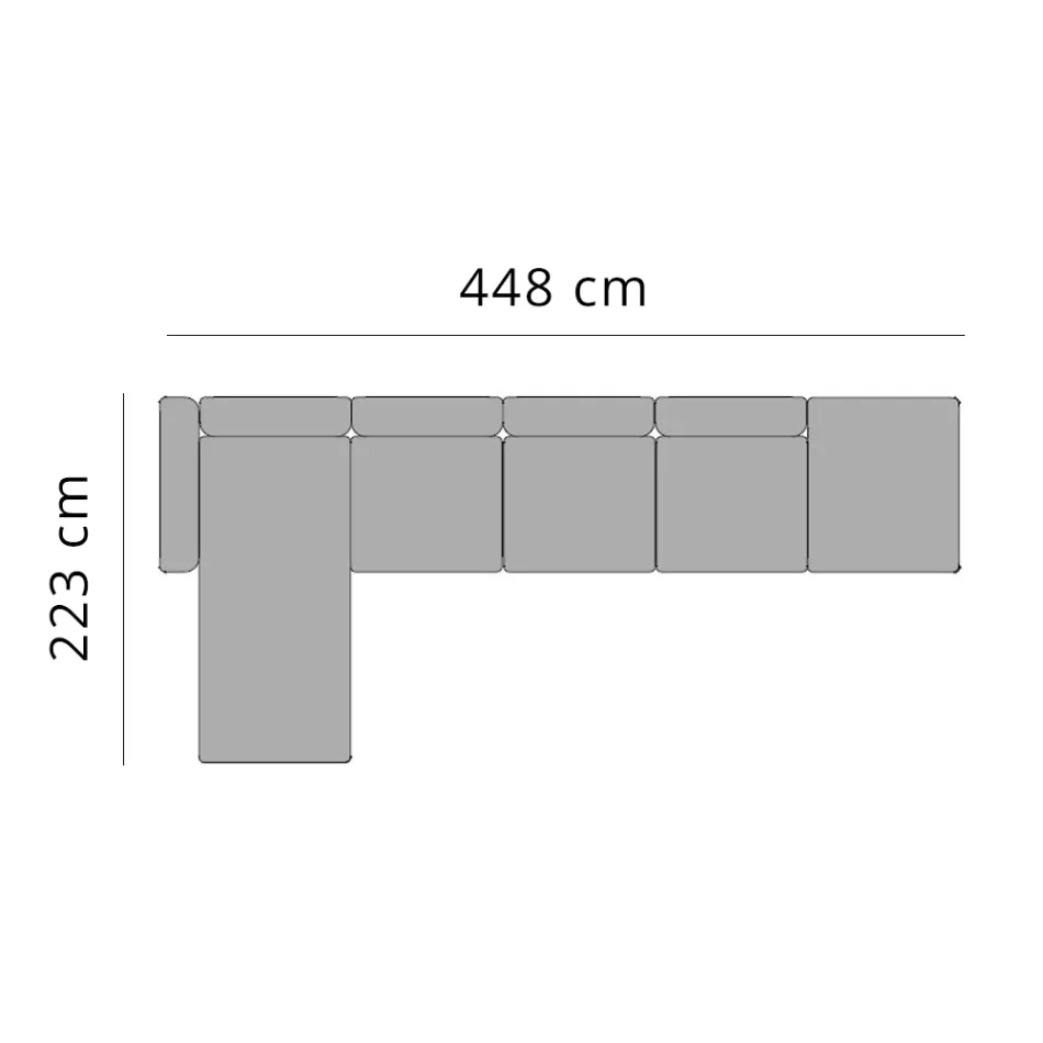 3 Seater Outdoor Sofa in Aluminum with Pouf and Chaise Longue - Filomena Viadurini