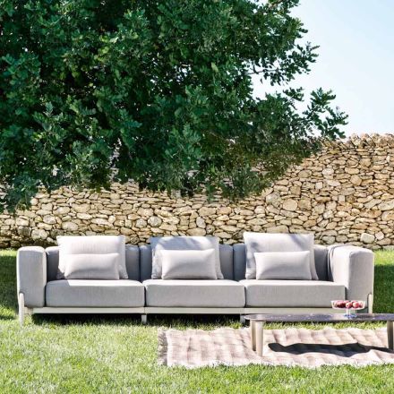 3-Seater Outdoor Sofa in Aluminum and High Quality Fabric - Filomena Viadurini