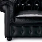 3 Seater Sofa Upholstered in Leather with Lacquered Feet Made in Italy - Idra Viadurini