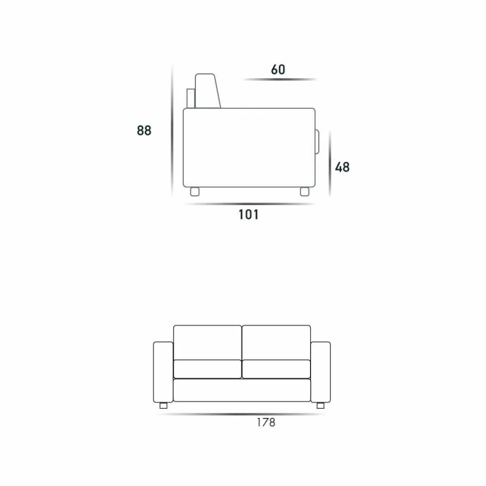 Modern 2-seater maxi sofa in eco-leather / fabric made in Italy Mora Viadurini