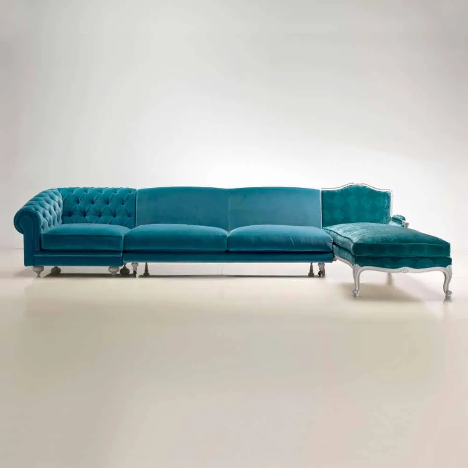 Corner sofa design classic luxury, made in Italy, Narciso Viadurini
