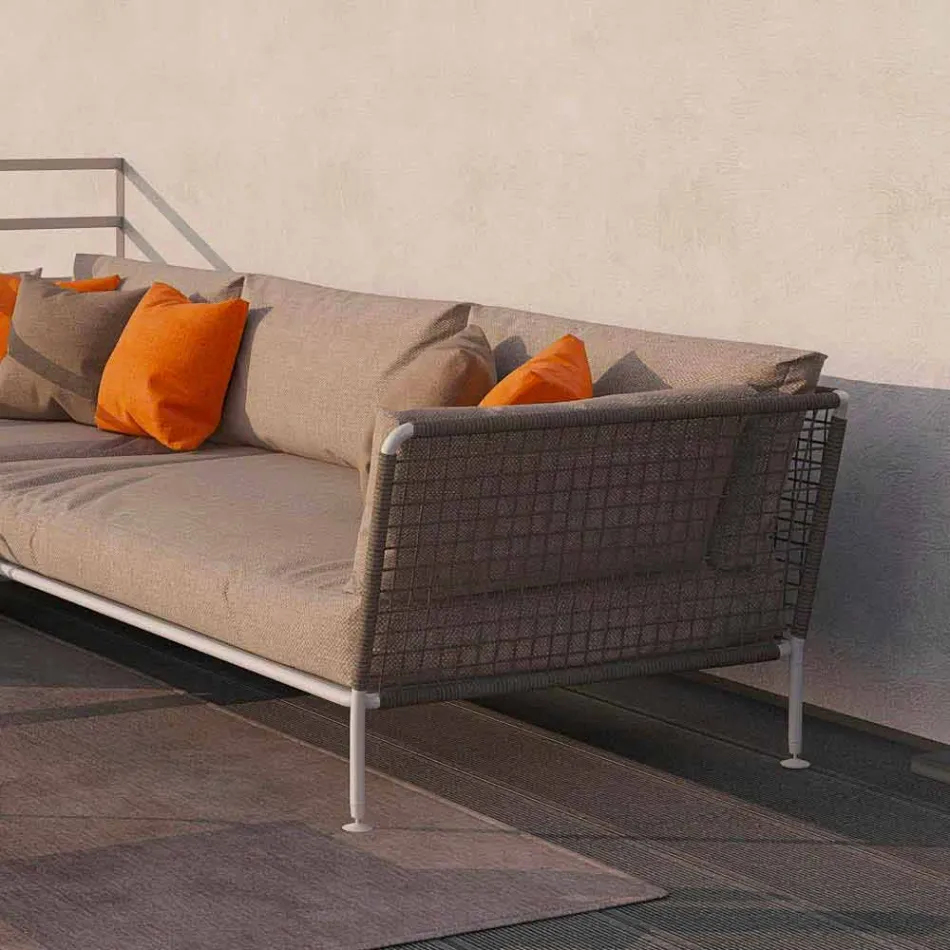 Modern Design Outdoor Corner Sofa in Dove Gray or White Fabric - Ontario3 Viadurini