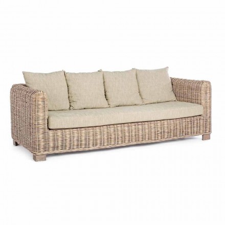Homemotion - Ceara 3 Seater Design Outdoor Sofa in Wood and Rattan Viadurini