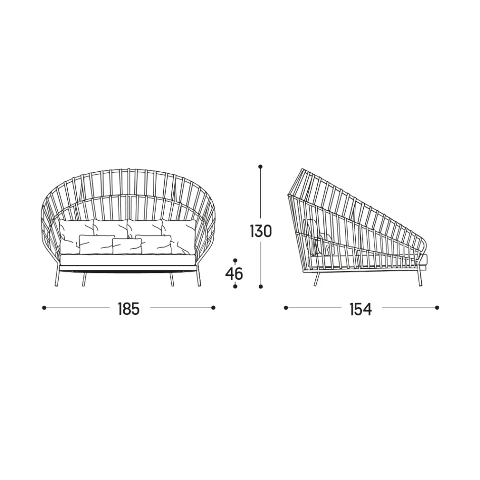 Outdoor Sofa with Pillows Included Made in Italy - Emmacross by Varaschin Viadurini