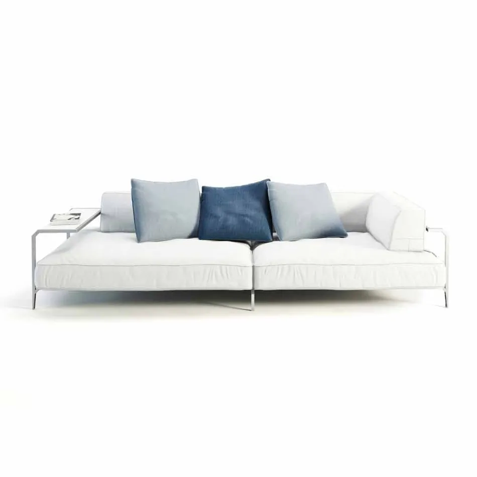 Outdoor Sofa Upholstered in Modern Design Fabric Made in Italy - Arkansas Viadurini