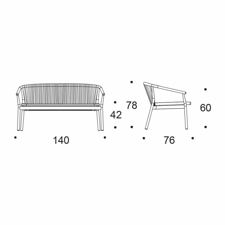 Outdoor Stackable Two Seater Sofa Upholstered Fabric - Smart by Varaschin Viadurini