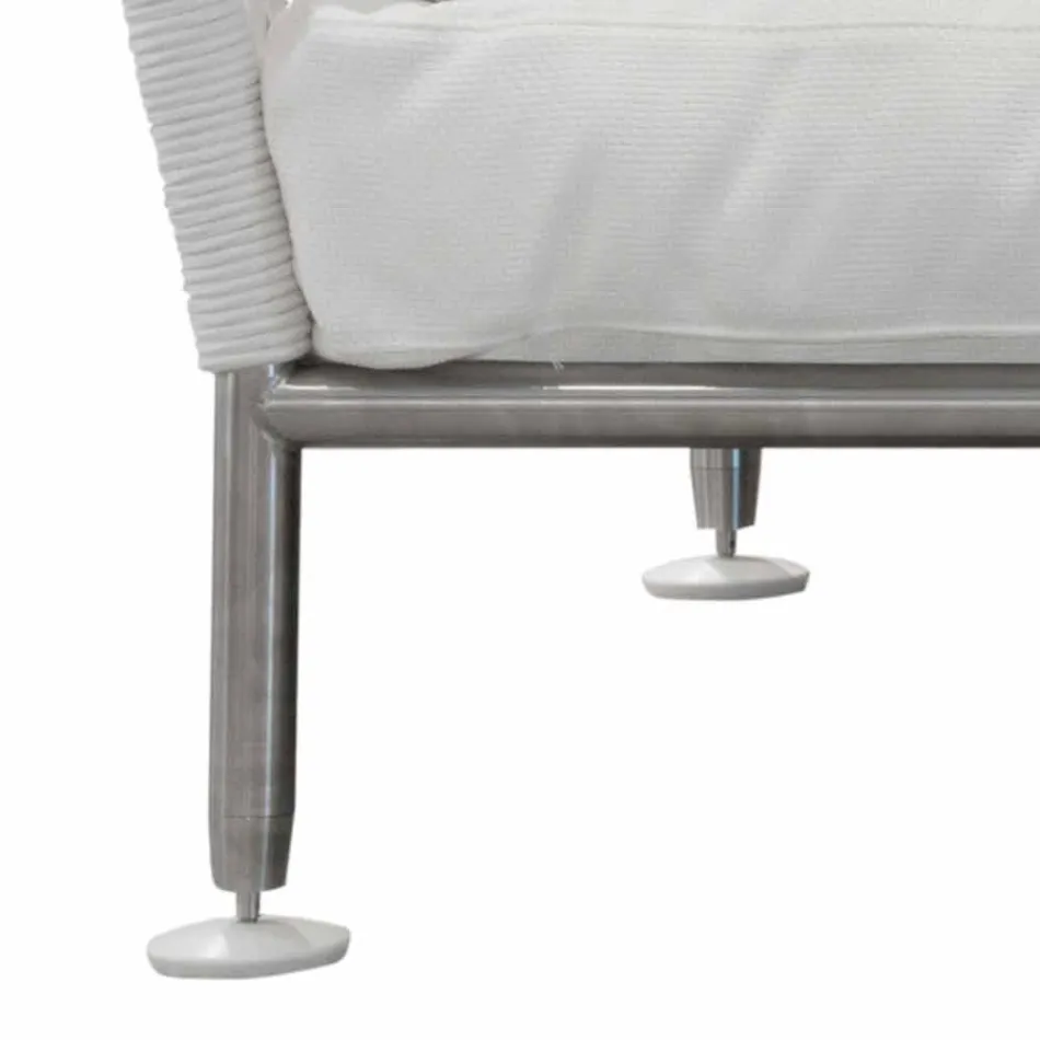 Outdoor Sofa in Steel and Woven PVC White Cushions - Ontario6 Viadurini