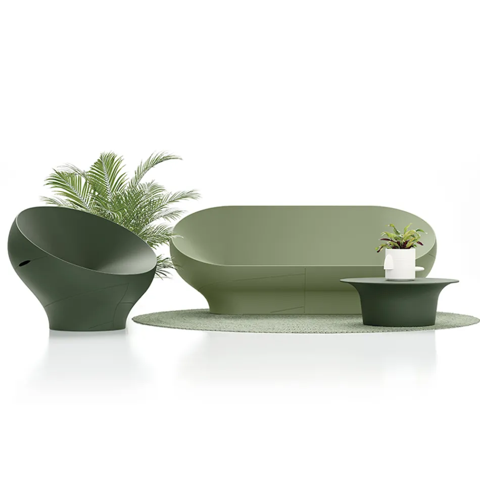 Polyethylene Outdoor Sofa Available in Various Colors - Towel Viadurini