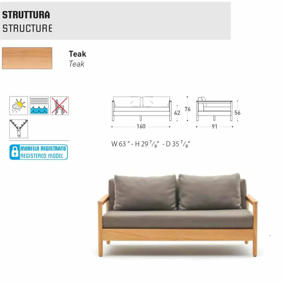 Modern Varaschin Bali outdoor sofa with padded cushions Viadurini