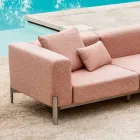 3 Seater Garden Sofa with Chaise Longue in Aluminum and Fabric - Filomena Viadurini